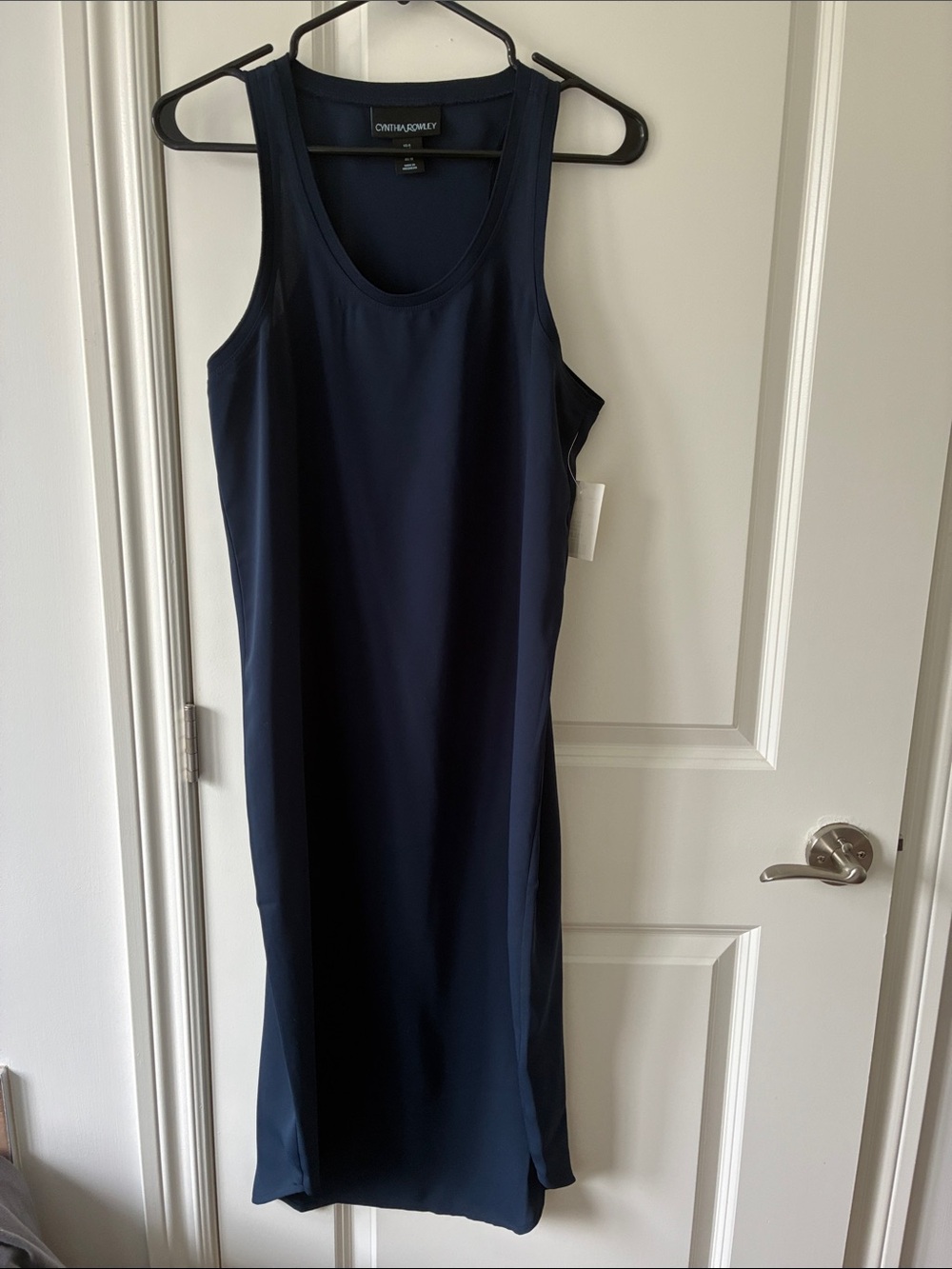 Cynthia Rowley Dark Navy Tank Midi Dress rounded hem